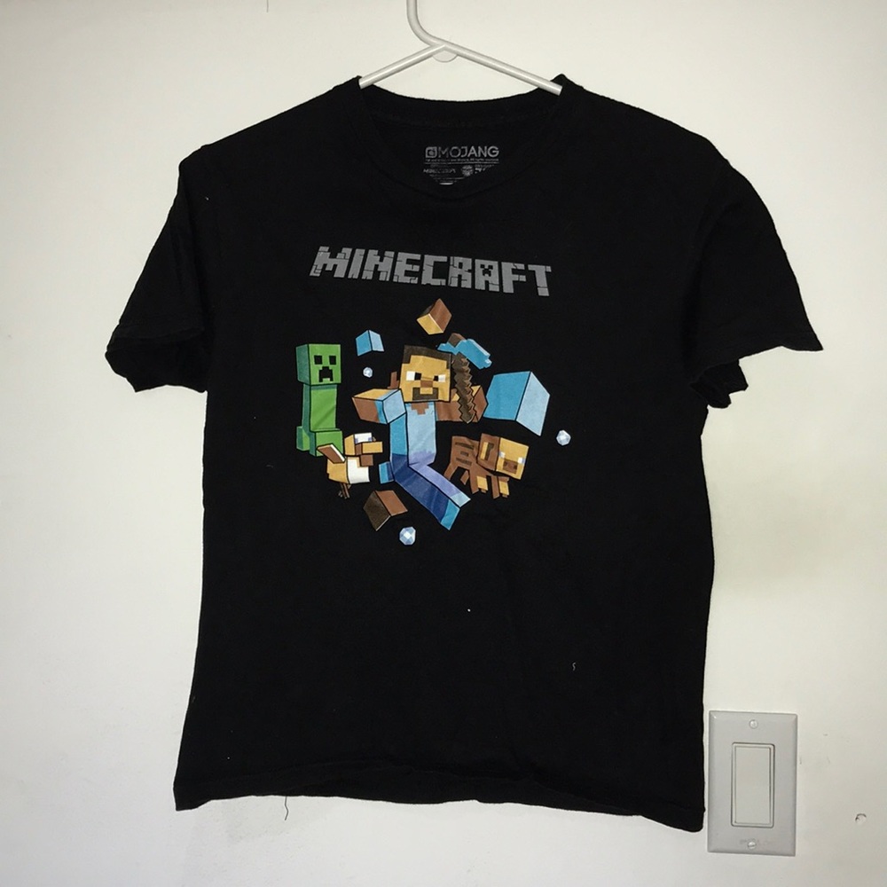 Boy Black Minecraft T-shirt M Mojang creeper pig